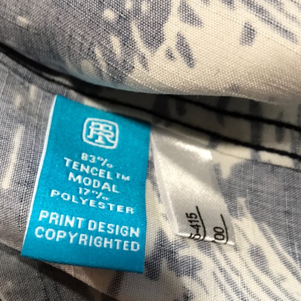 Navy Blue Wave Print Shirt Tori Richard - Picture 5 of 7